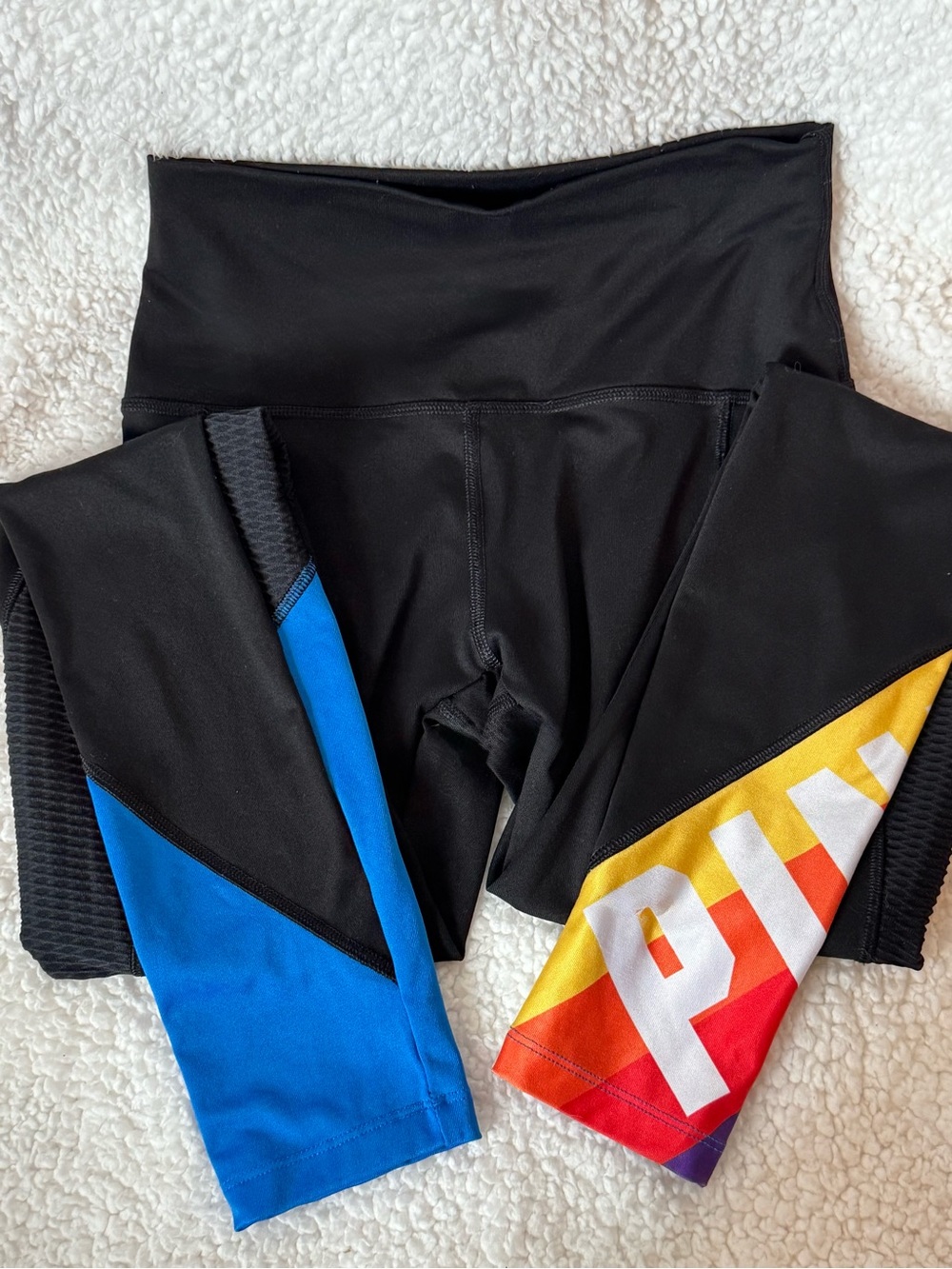 PINK Victorias Secret Black multicolor Rainbow Stripe Pocket Ultimate Legging XS